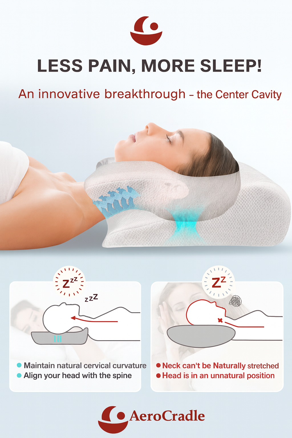 AeroCradle® Cervical Neck Relief Pillow Memory Foam Cradle